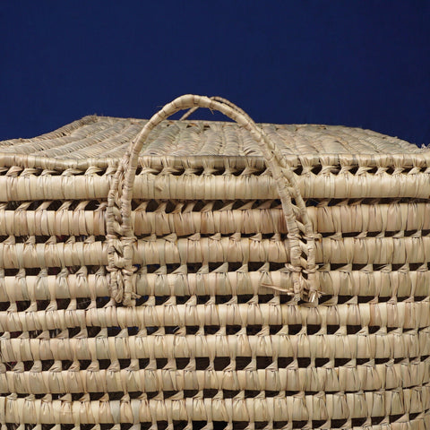 Coffre de rangement en osier - Coffre de rangement et panier en feuille de palmier 80 cm, je t'aime - Africancreates