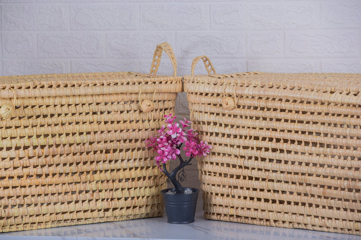 Coffre de rangement Trio en osier - 3 Coffres de rangement en feuilles de palmier Panier de rangement 80+60+50 cm - Africancreates