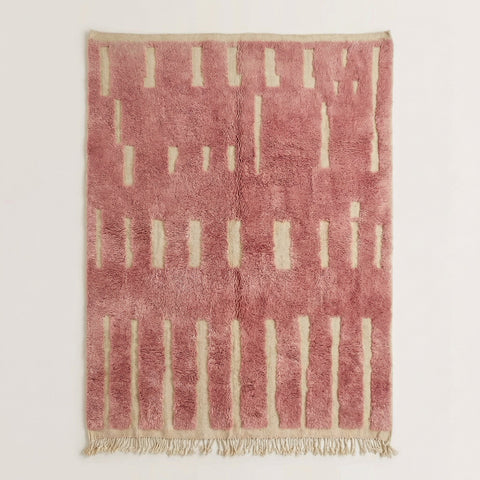 Coral Embossed Parallel Short Bars Custom Moroccan Rug - Africancreates