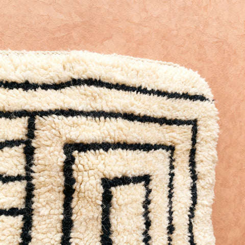 Cream & Black Four Concentric Squares Custom Moroccan Rug - Africancreates