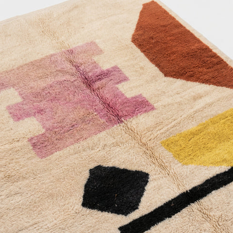 Cream Bright Abstract Symbols Custom Moroccan Rug - Africancreates