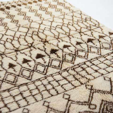 Cream & Brown Stacked Geometric Bands Custom Beni Ourain Moroccan Rug - Africancreates