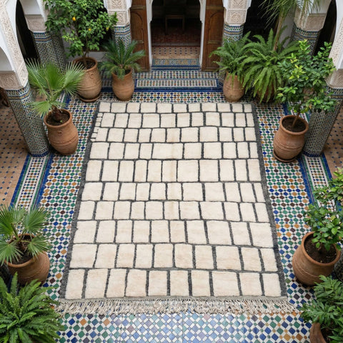 Cream & Charcoal Cobblestones Custom Moroccan Rug - Africancreates