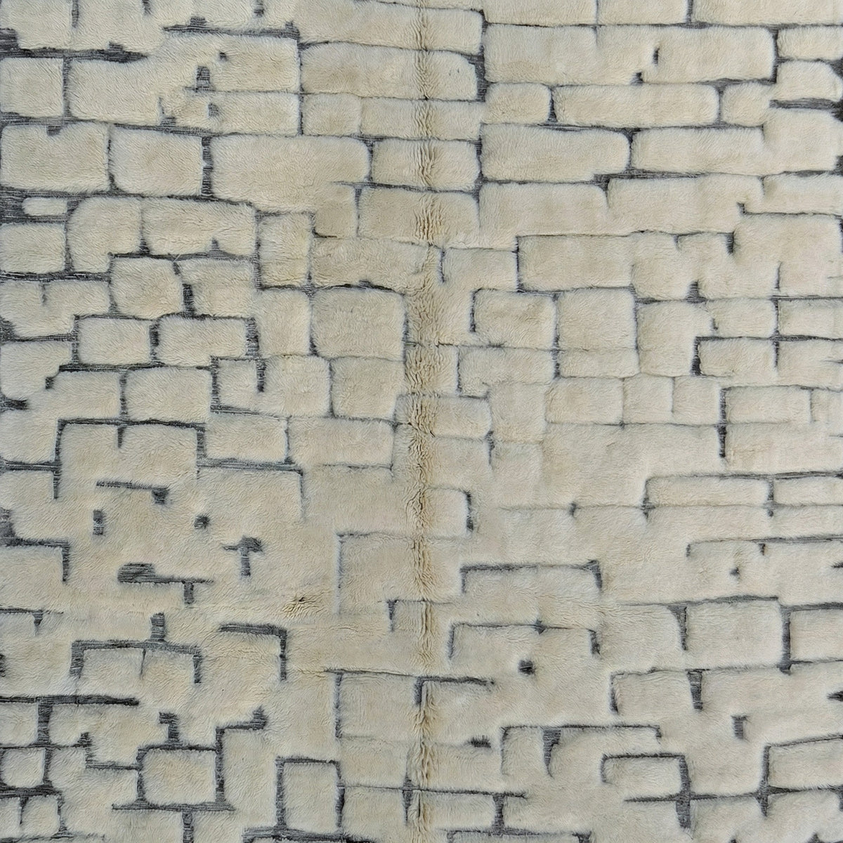 Cream & Charcoal Tiny Irregular Brick Grid Custom Moroccan Rug - Africancreates
