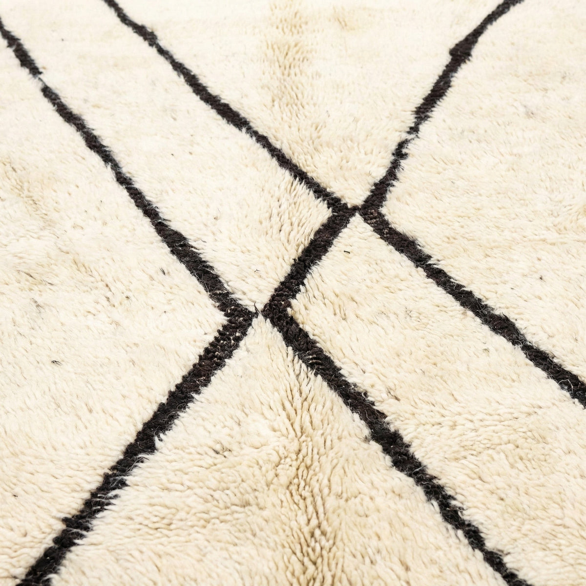 Cream Crossing Diagonal Lines And Zigzag Edge Custom Beni Ourain Moroccan Rug - Africancreates