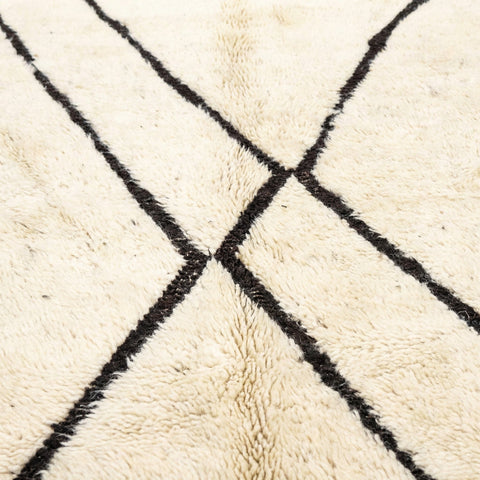 Cream Crossing Diagonal Lines And Zigzag Edge Custom Beni Ourain Moroccan Rug - Africancreates