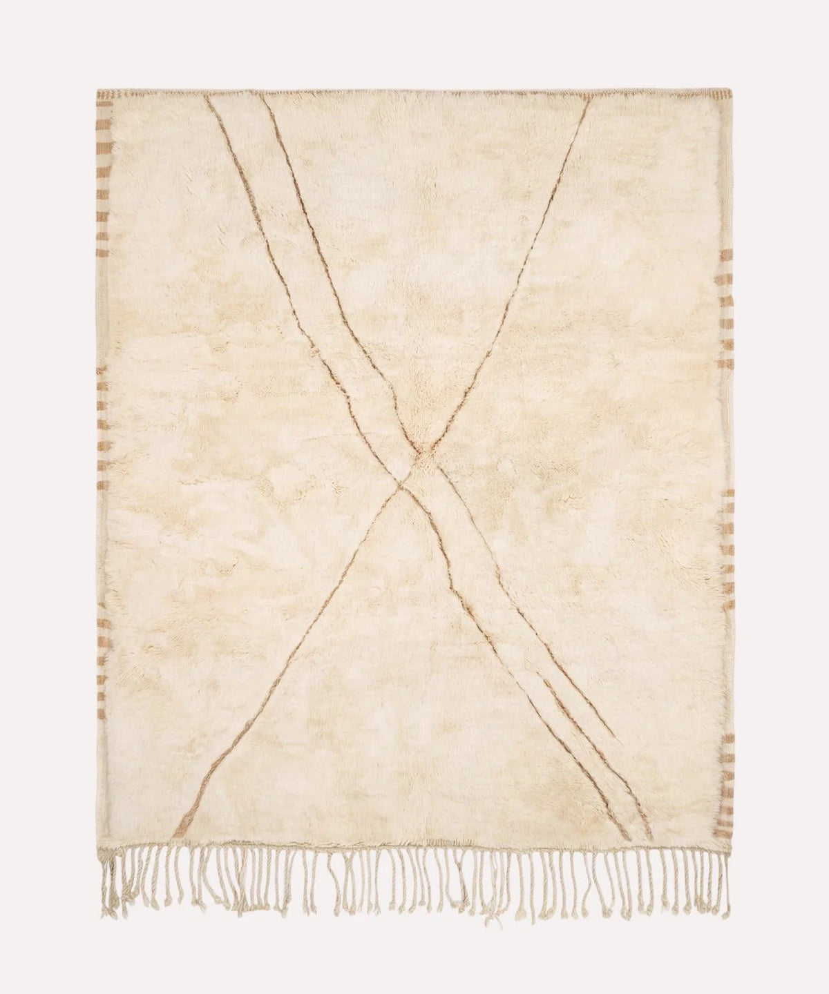 Cream Fine Curved Crossing Lines Custom Moroccan Rug - Africancreates