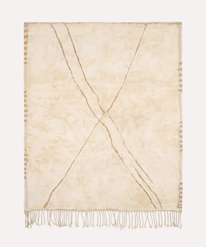 Cream Fine Curved Crossing Lines Custom Moroccan Rug - Africancreates
