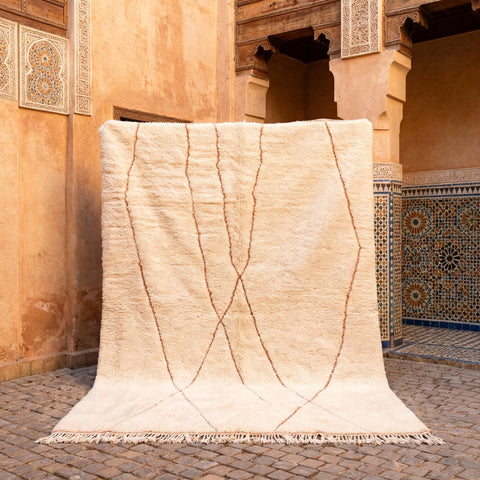 Cream Fine Multiple Looped Lines Custom Moroccan Rug - Africancreates