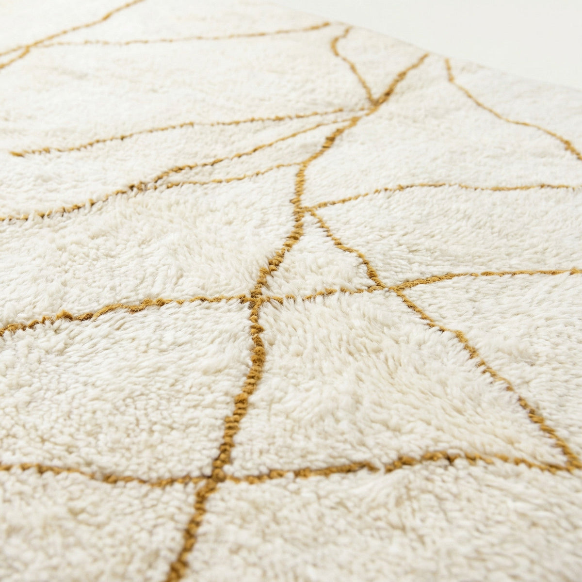 Cream Golden Branching Thin Web Custom Moroccan Rug - Africancreates