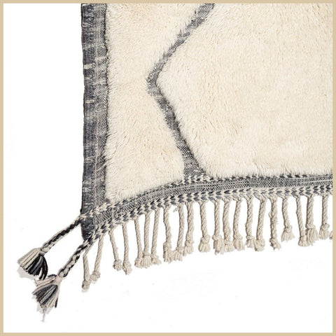 Cream & Gray Border Crossed Curves Custom Moroccan Rug - Africancreates