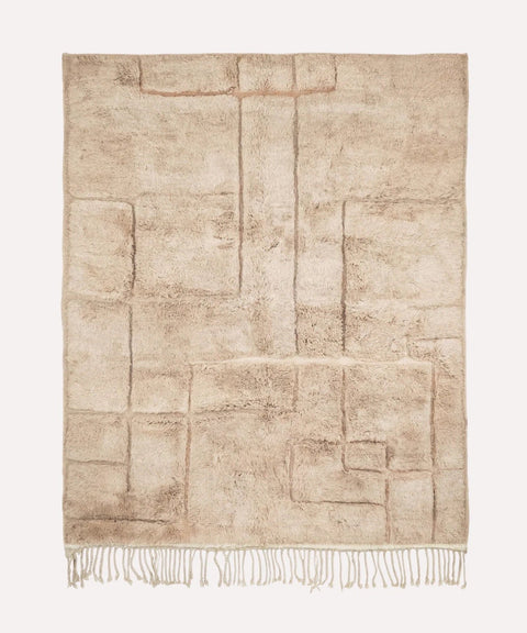 Cream Irregular Geometric Relief Panels Custom Moroccan Rug - Africancreates