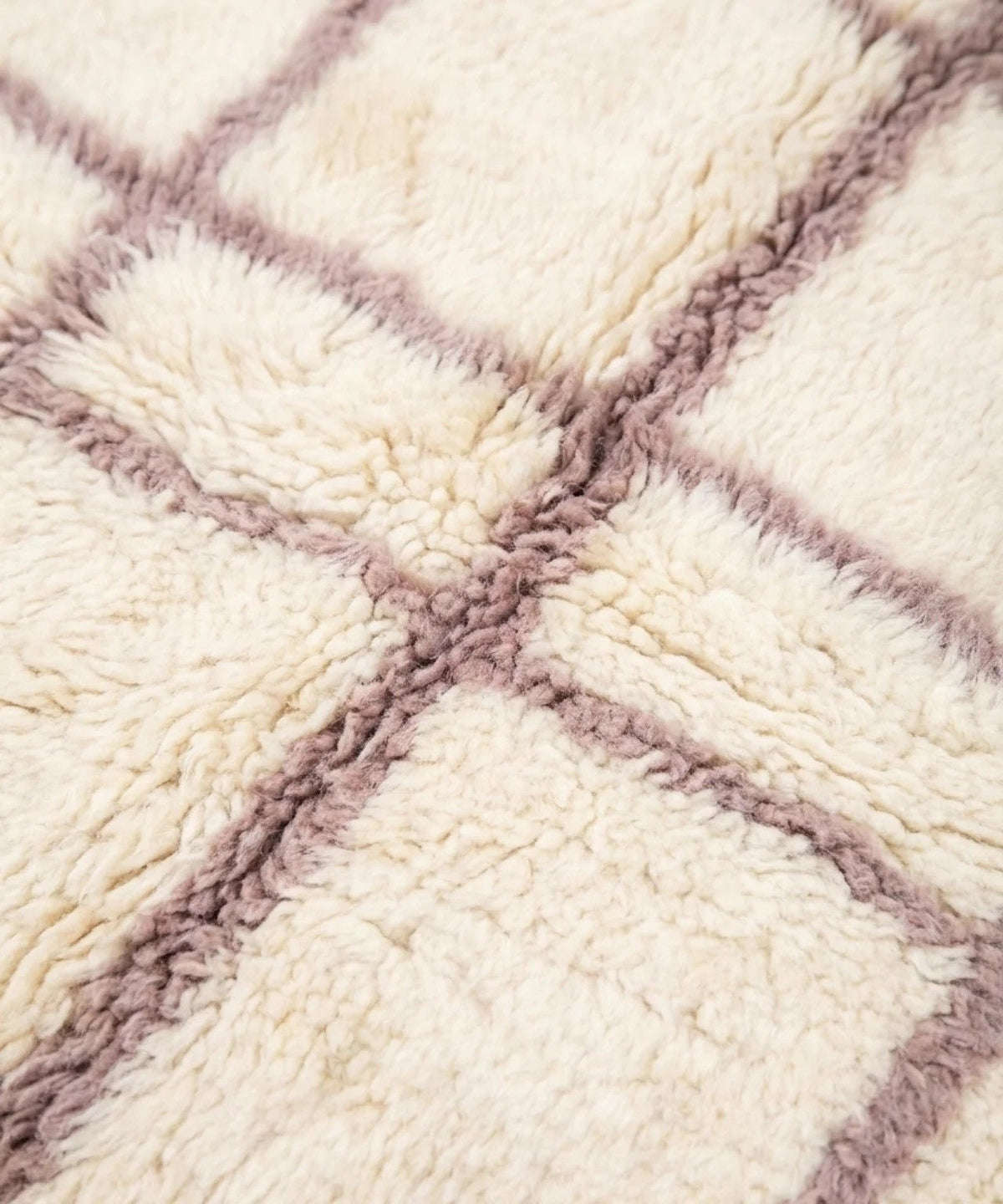 Cream & Lavender Border Irregular Grid Custom Moroccan Rug - Africancreates