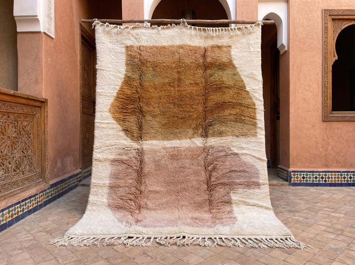 Cream, Mustard & Mauve Stacked Organic Fields Custom Moroccan Rug - Africancreates