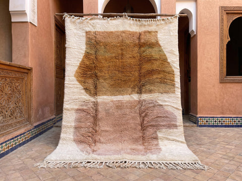 Cream, Mustard & Mauve Stacked Organic Fields Custom Moroccan Rug - Africancreates