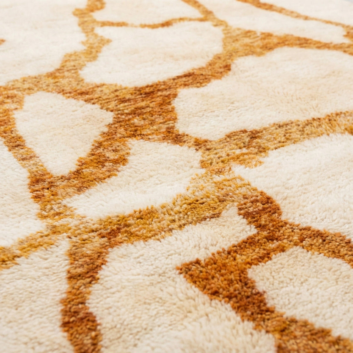 Cream & Ochre Branching Pattern Custom Moroccan Rug - Africancreates
