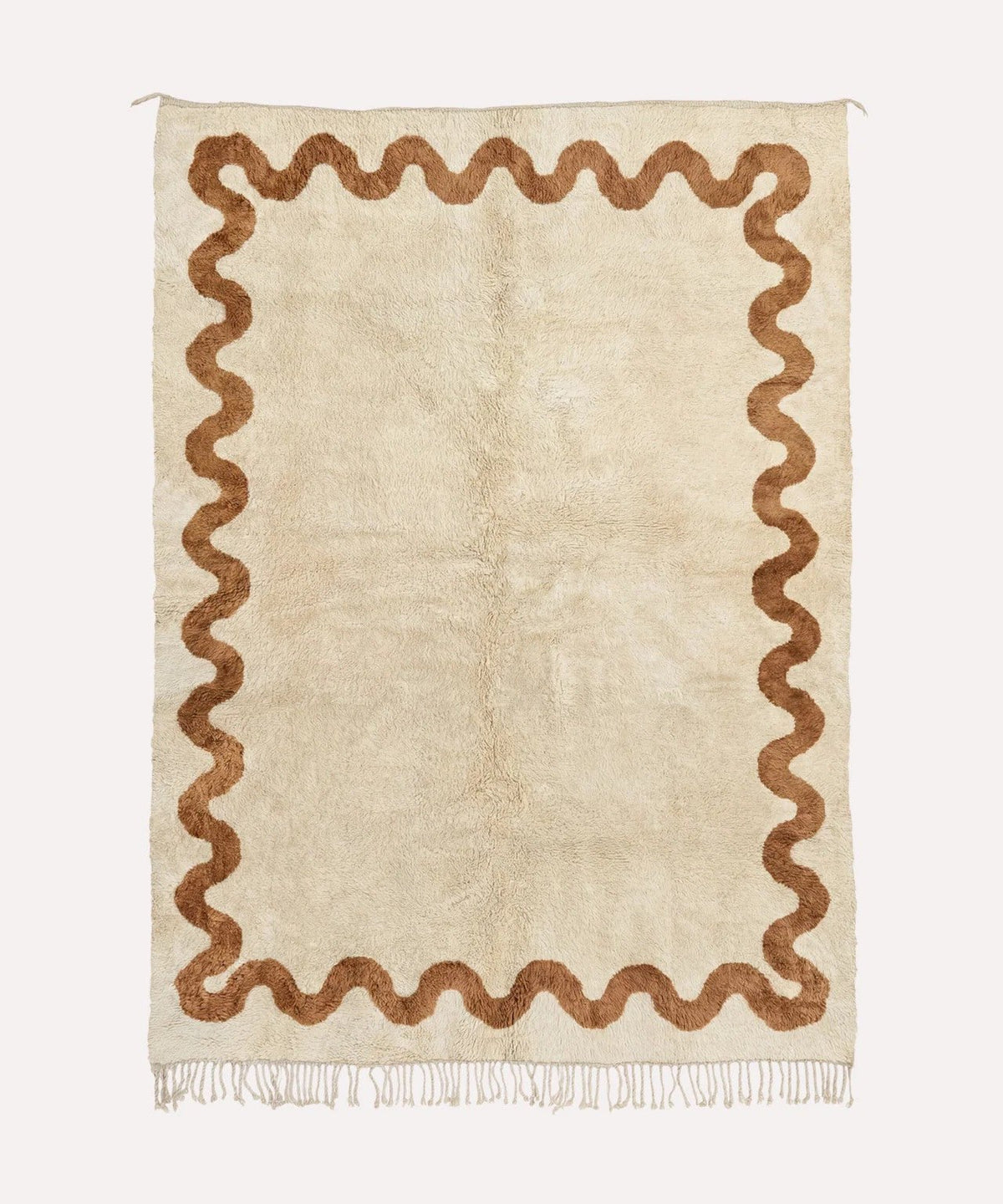 Cream & Ochre Wavy Inner Frame Custom Moroccan Rug - Africancreates