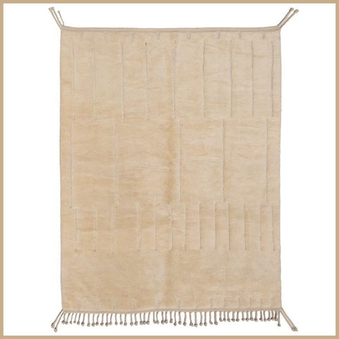 Cream Pale Rectangular Relief Field Custom Moroccan Rug - Africancreates