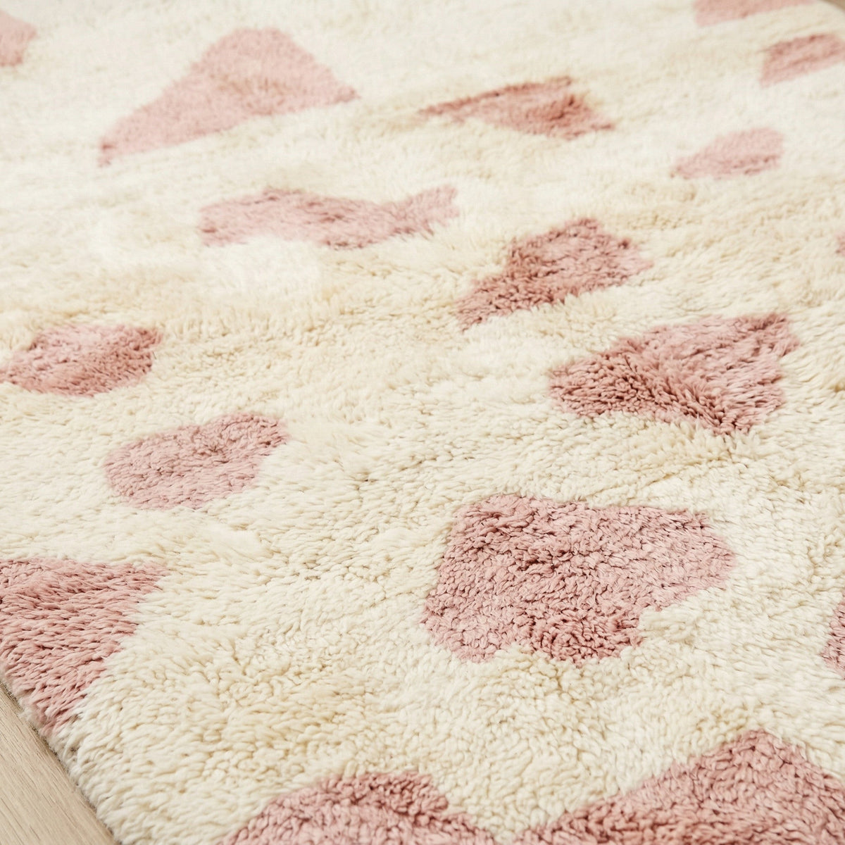 Cream & Pink Scattered Abstract Shapes Custom Moroccan Rug - Africancreates