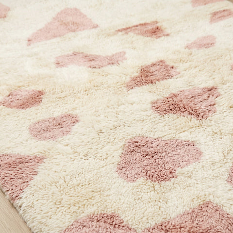 Cream & Pink Scattered Abstract Shapes Custom Moroccan Rug - Africancreates