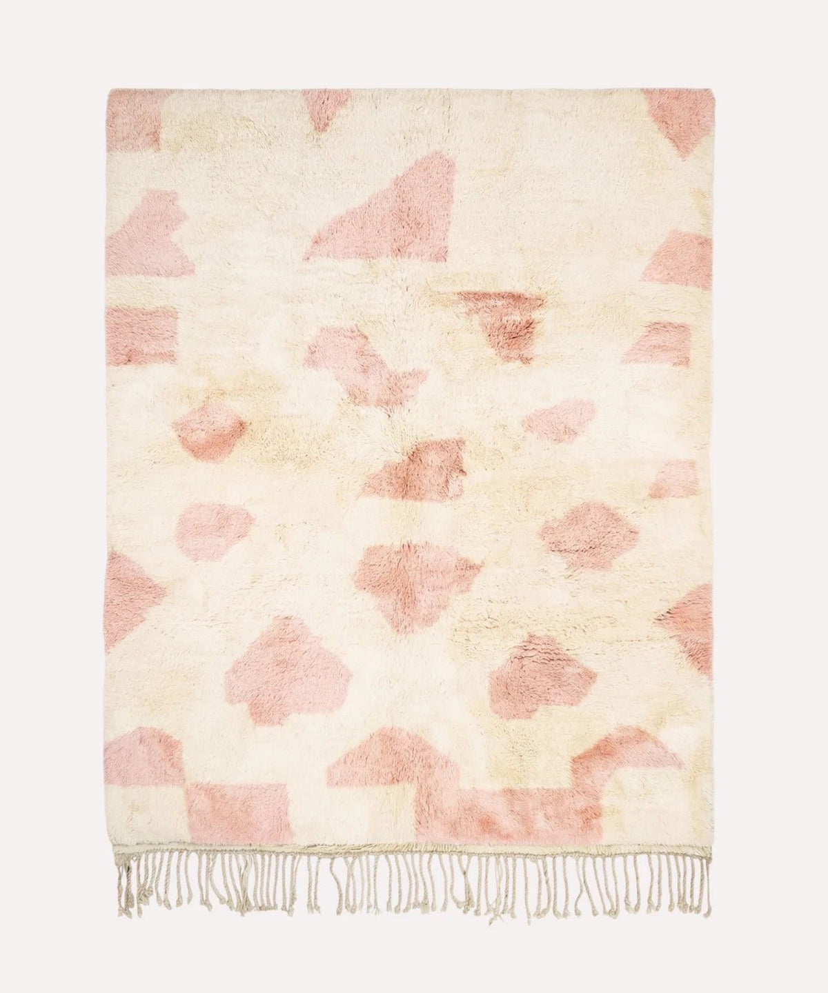 Cream & Pink Scattered Abstract Shapes Custom Moroccan Rug - Africancreates