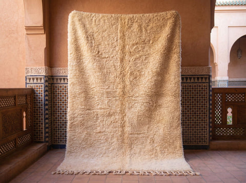 Cream Plain Mottled Field Custom Moroccan Rug - Africancreates