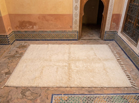 Cream Plain Mottled Field Custom Moroccan Rug - Africancreates