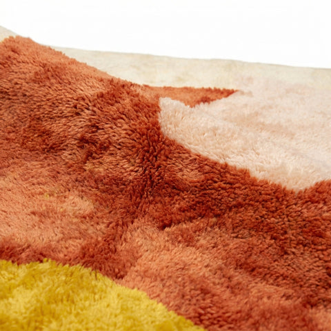 Cream, Rust & Yellow Organic Blocks Custom Moroccan Rug - Africancreates