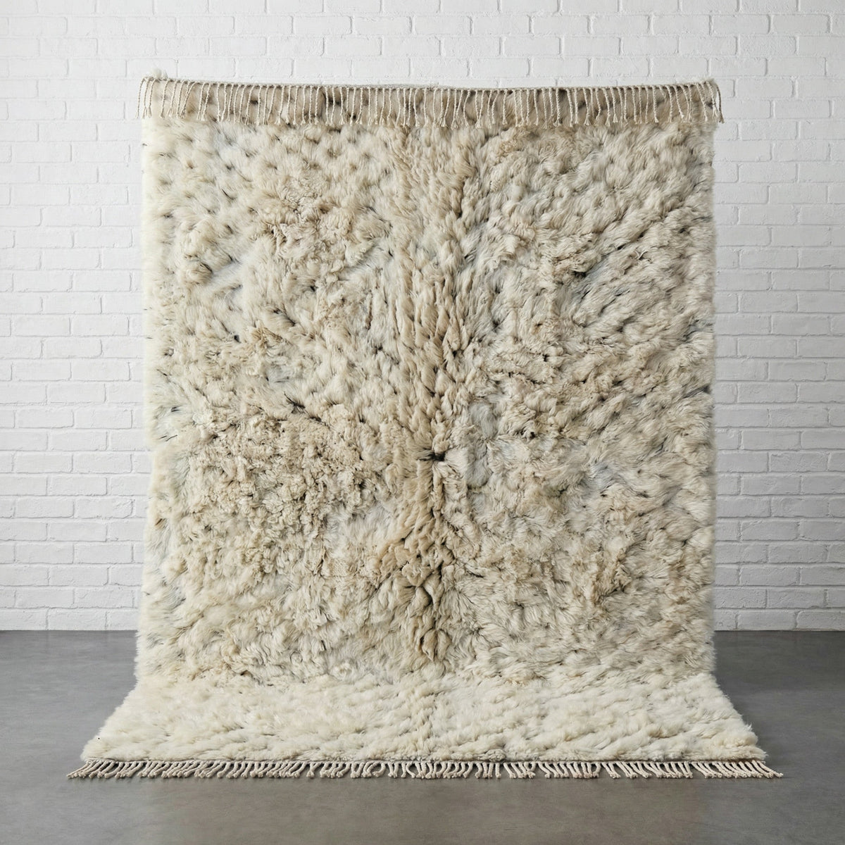 Cream Shag Mottled Gray Knots Custom Moroccan Rug - Africancreates