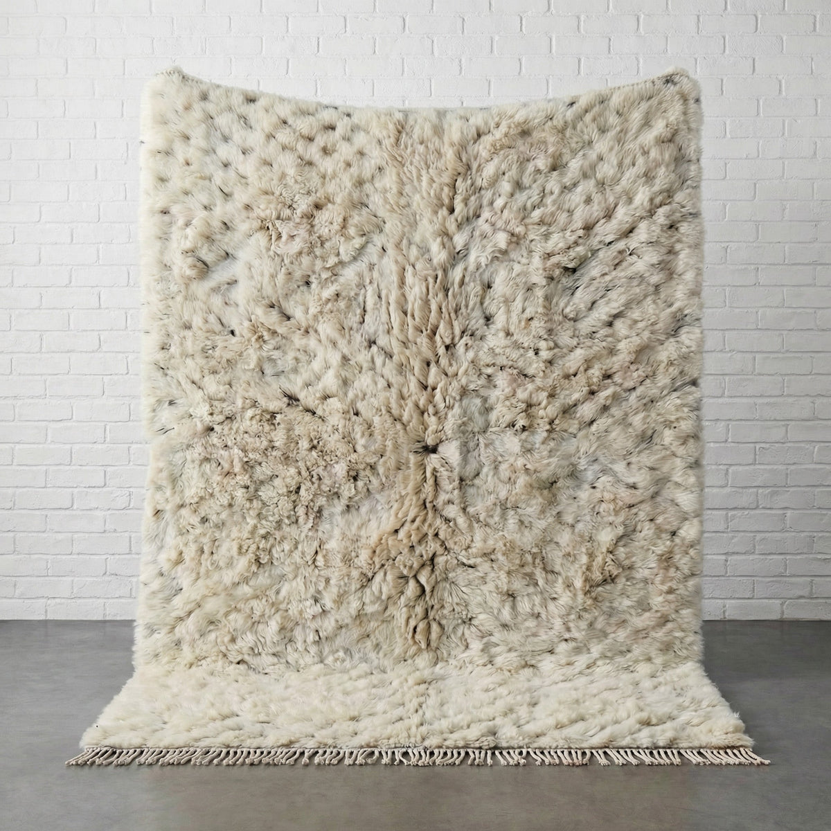 Cream Shag Mottled Gray Knots Custom Moroccan Rug - Africancreates