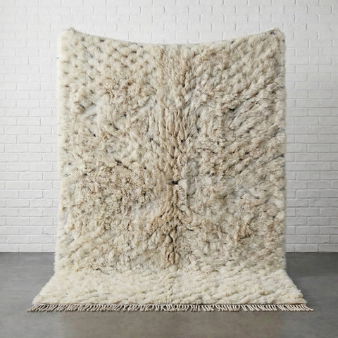 Cream Shag Mottled Gray Knots Custom Moroccan Rug - Africancreates