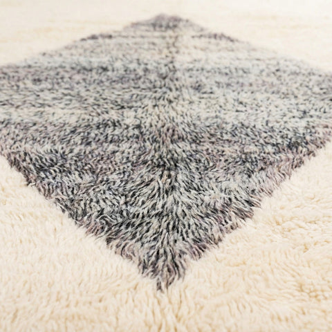 Cream Single Mottled Gray Diamond Custom Moroccan Rug - Africancreates
