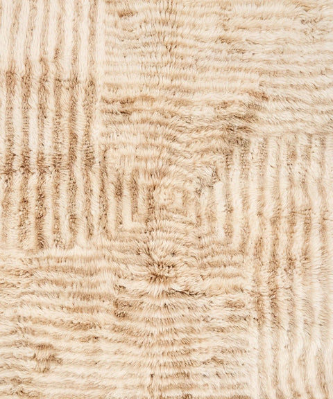 Cream & Tan Geometric Relief Blocks Custom Moroccan Rug - Africancreates