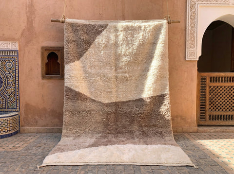 Cream & Taupe Large Angular Panels Custom Moroccan Rug - Africancreates