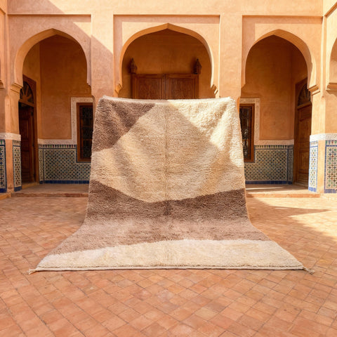 Cream & Taupe Large Angular Panels Custom Moroccan Rug - Africancreates