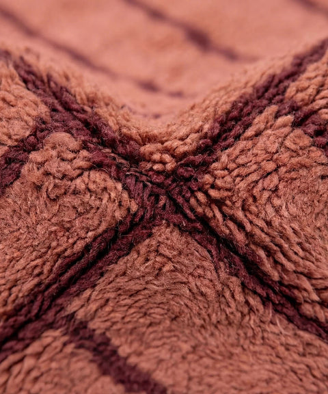 Dusty Rose Dark Crossed Stripe Panels Custom Moroccan Rug - Africancreates
