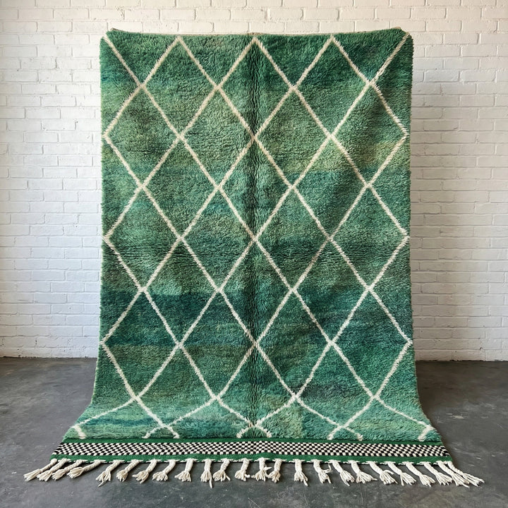 Forest Green & Cream Narrow Diamonds Custom Moroccan Rug - Africancreates