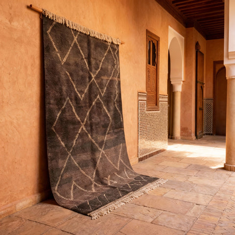 Gray & Brown Thin Irregular Diamond Lattice Custom Moroccan Rug - Africancreates