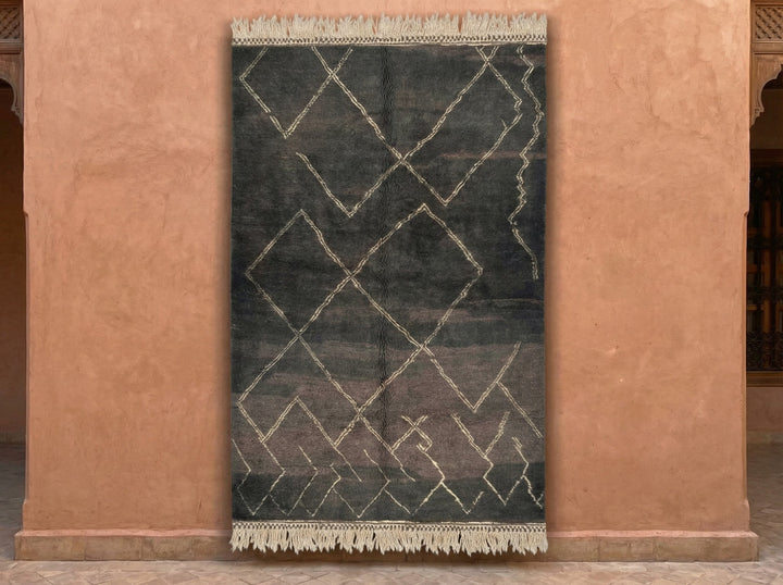 Gray & Brown Thin Irregular Diamond Lattice Custom Moroccan Rug - Africancreates