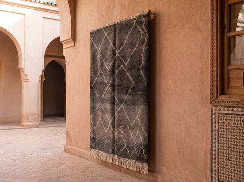 Gray & Brown Thin Irregular Diamond Lattice Custom Moroccan Rug - Africancreates