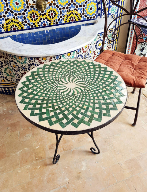 Green Moroccan mosaic table | Bistro table | Arabic Table | Tea table | chocolate Oriental table |moroccan table design - Africancreates
