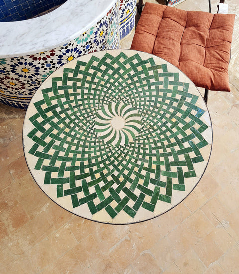 Green Moroccan mosaic table | Bistro table | Arabic Table | Tea table | chocolate Oriental table |moroccan table design - Africancreates