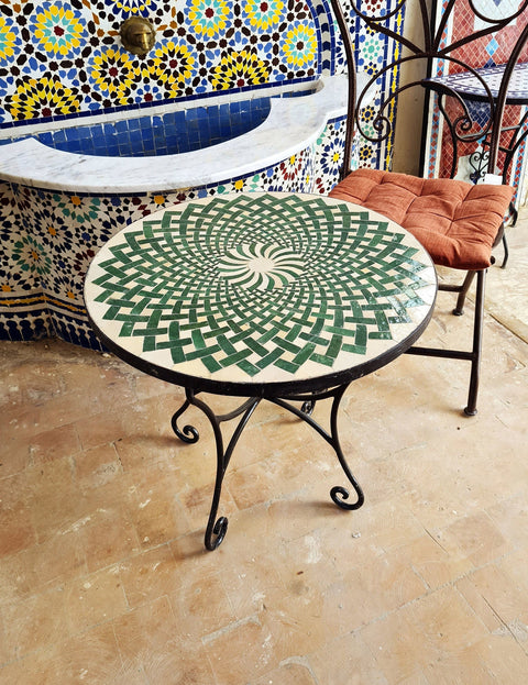 Green Moroccan mosaic table | Bistro table | Arabic Table | Tea table | chocolate Oriental table |moroccan table design - Africancreates