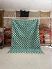 Handcrafted Vintage Moroccan Rug – Checkered Berber Turquoise wool Rugs for living room (6.5x9.3 ft) - Africancreates