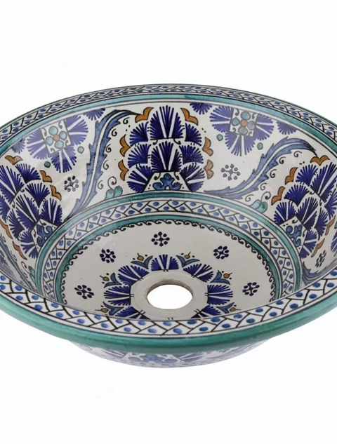 Moroccan Ceramic sink,handmade bathroom vessel sink,washbasin for bathroom & kitchen,farmhouse sink,Moroccan sink bowl.handcrafted sink