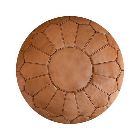 Moroccan round leather pouf, handmade leather stool, authentic seat cushion, living room pouf, yoga cushion,handmade desert pouf