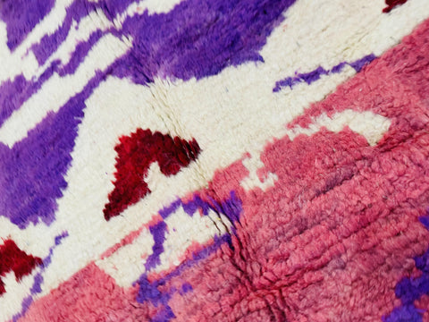 Boujad Moroccan Rug, Handmade Boujaad Rug, Authentic Moroccan Rug, Abstract Berber Rug, Purple red Wool Rug, Sheep Wool Rug, Bohemian Rug.