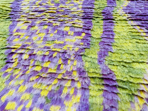 Boujad Moroccan Rug, Handmade Boujaad Rug, Authentic Moroccan Rug, Abstract Berber Rug, Purple green Wool Rug, Sheep Wool Rug, Bohemian Rug.