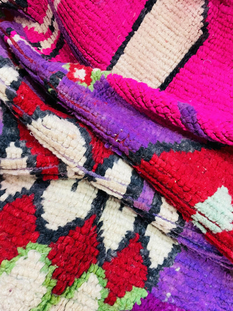Boujad Moroccan Rug, Handmade Boujaad Rug, Authentic Moroccan Rug, Abstract Berber Rug, Purple pink Wool Rug, Sheep Wool Rug, Bohemian Rug.