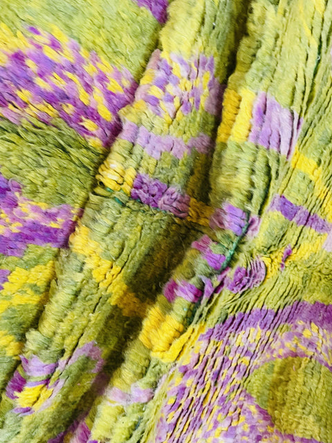 Boujad Moroccan Rug, Handmade Boujaad Rug, Authentic Moroccan Rug, Abstract Berber Rug, Purple green Wool Rug, Sheep Wool Rug, Bohemian Rug.